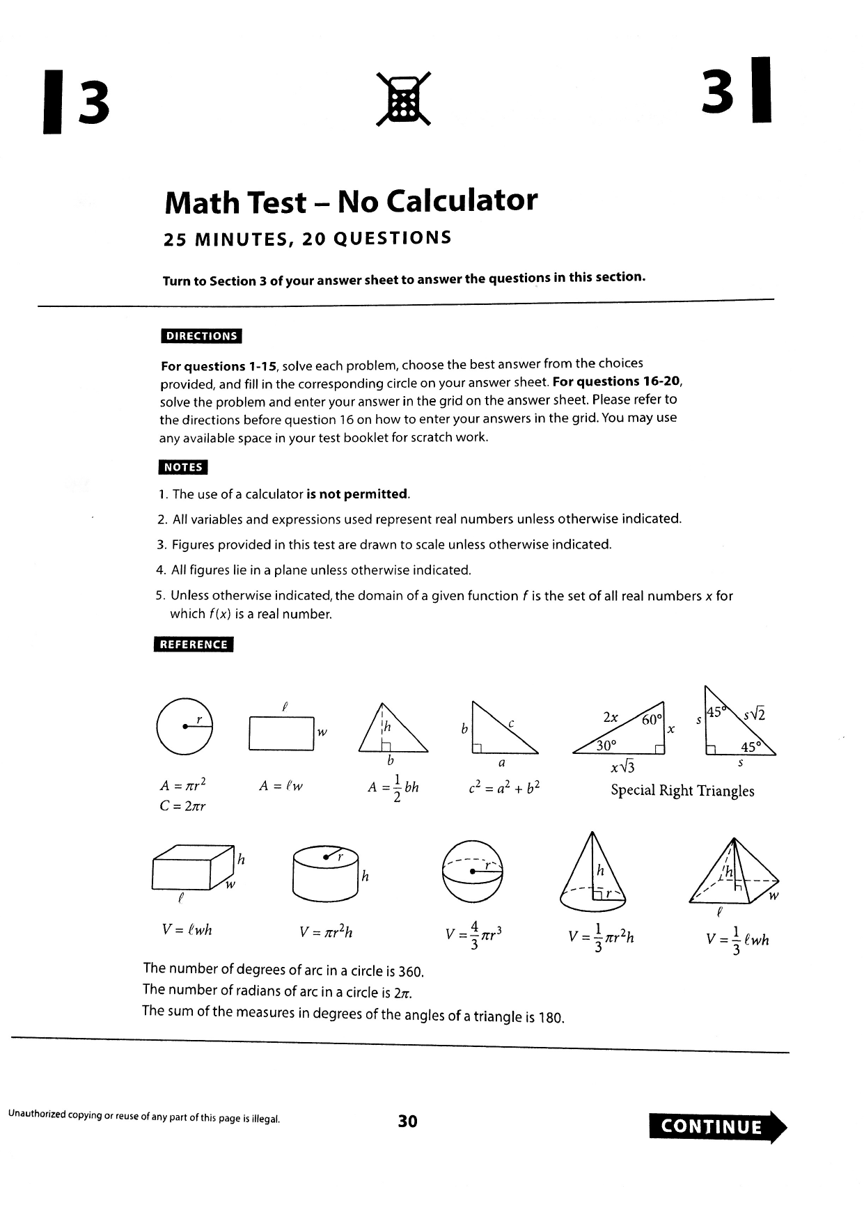 Page 1 Math Test No Calculator 25 Minutes Questions Manualzz