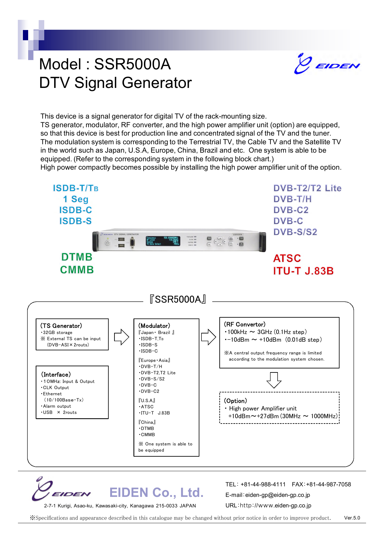 Model Ssr5000a Dtv Signal Generator Manualzz