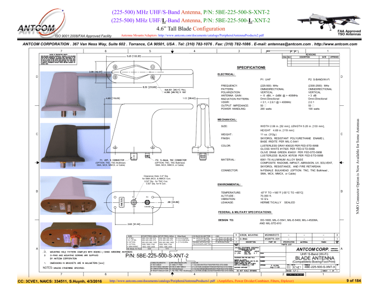 225 500 Mhz Uhf S Band Antenna P N 5be 225 500 S t Manualzz