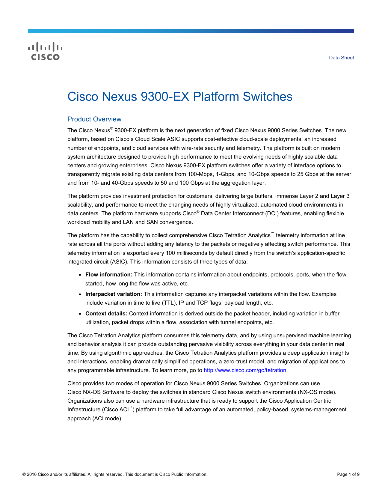 Cisco Nexus 9300 Ex Platform Switches Data Sheet Manualzz