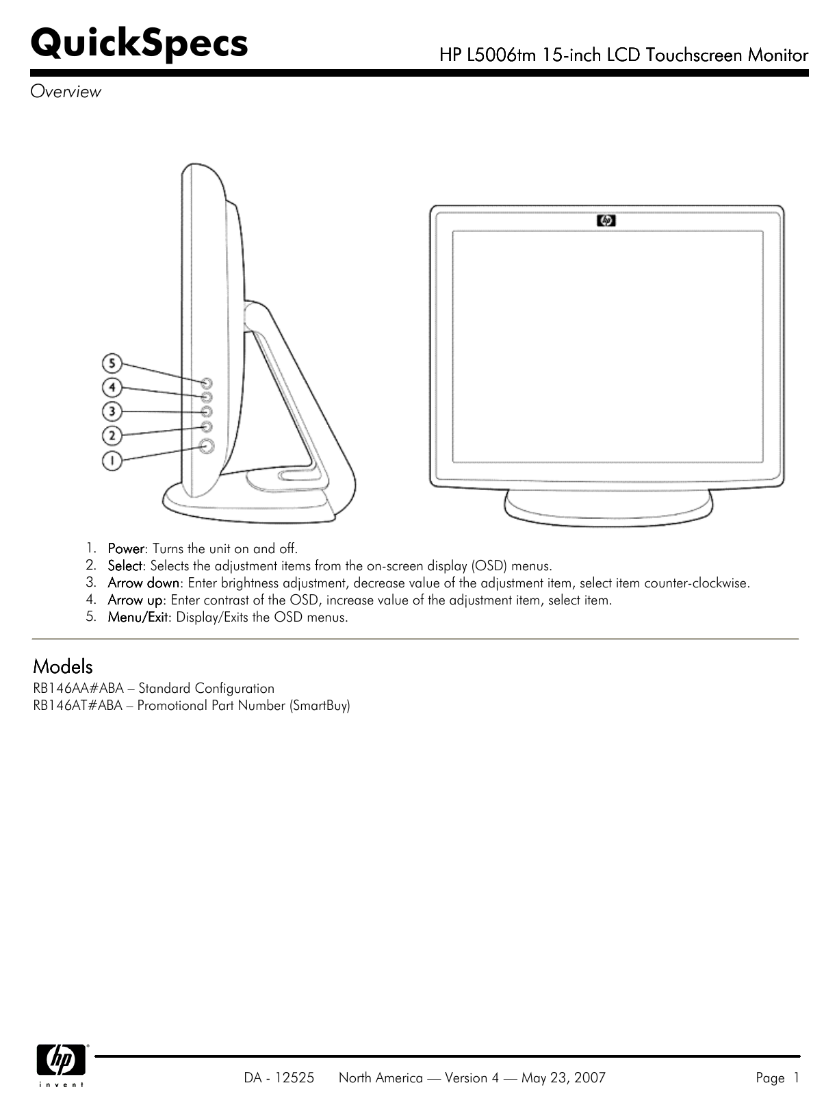 HP L5006tm 15-inch LCD Touchscreen 