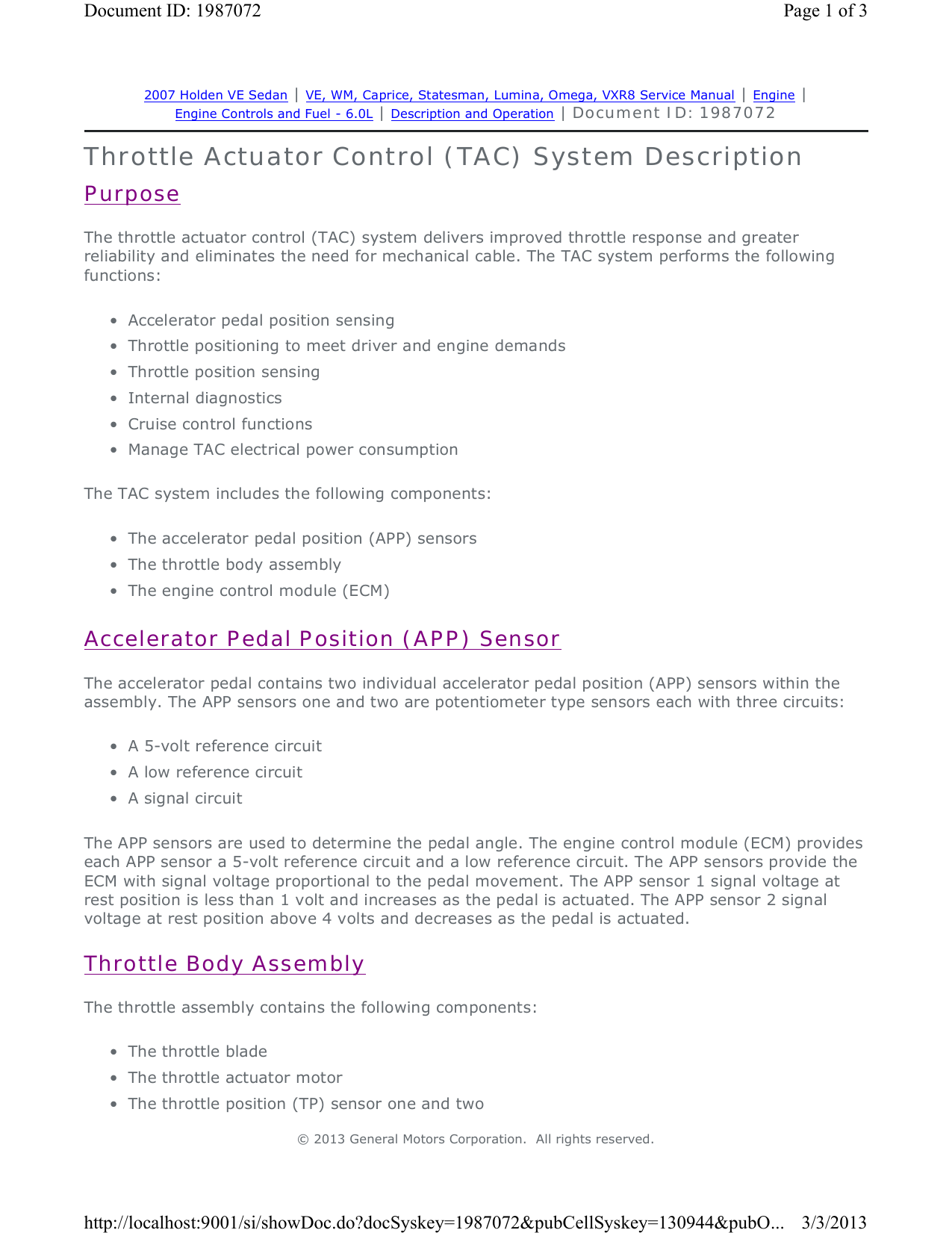 throttle actuator control tac system description manualzz manualzz