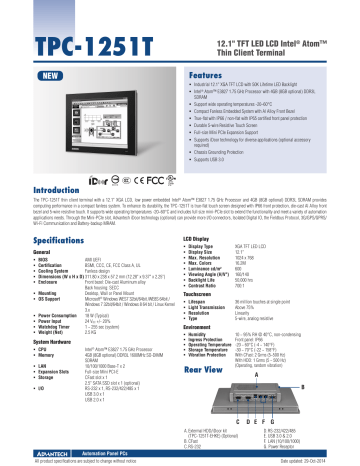 Tpc 1251t Advantech Manualzz