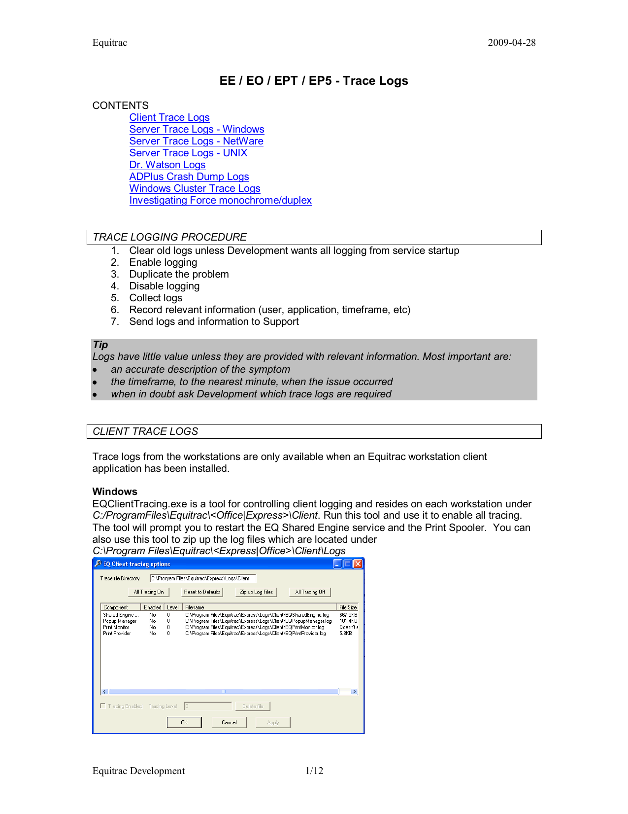 Equitrac workstation client login