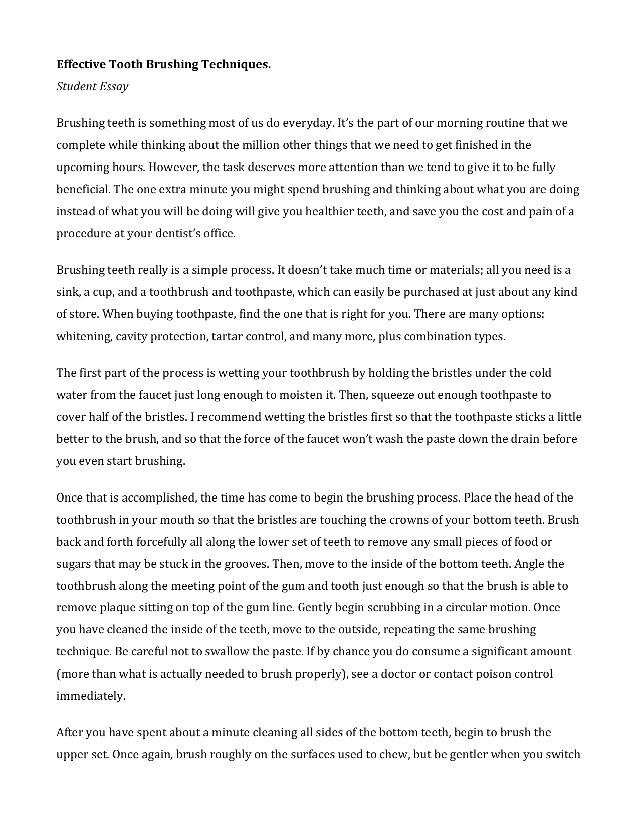Tooth brushing essay image