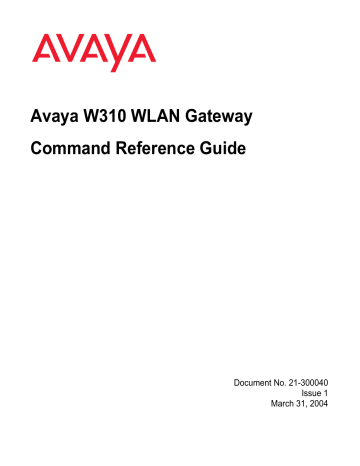 Avaya W310 WLAN Gateway Command Reference | Manualzz
