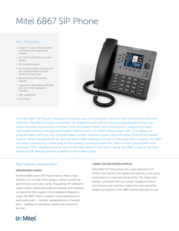 Mitel 6867 SIP Phone | Manualzz