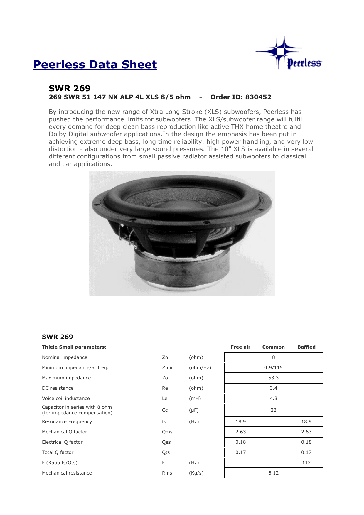 peerless xls 12 subwoofer