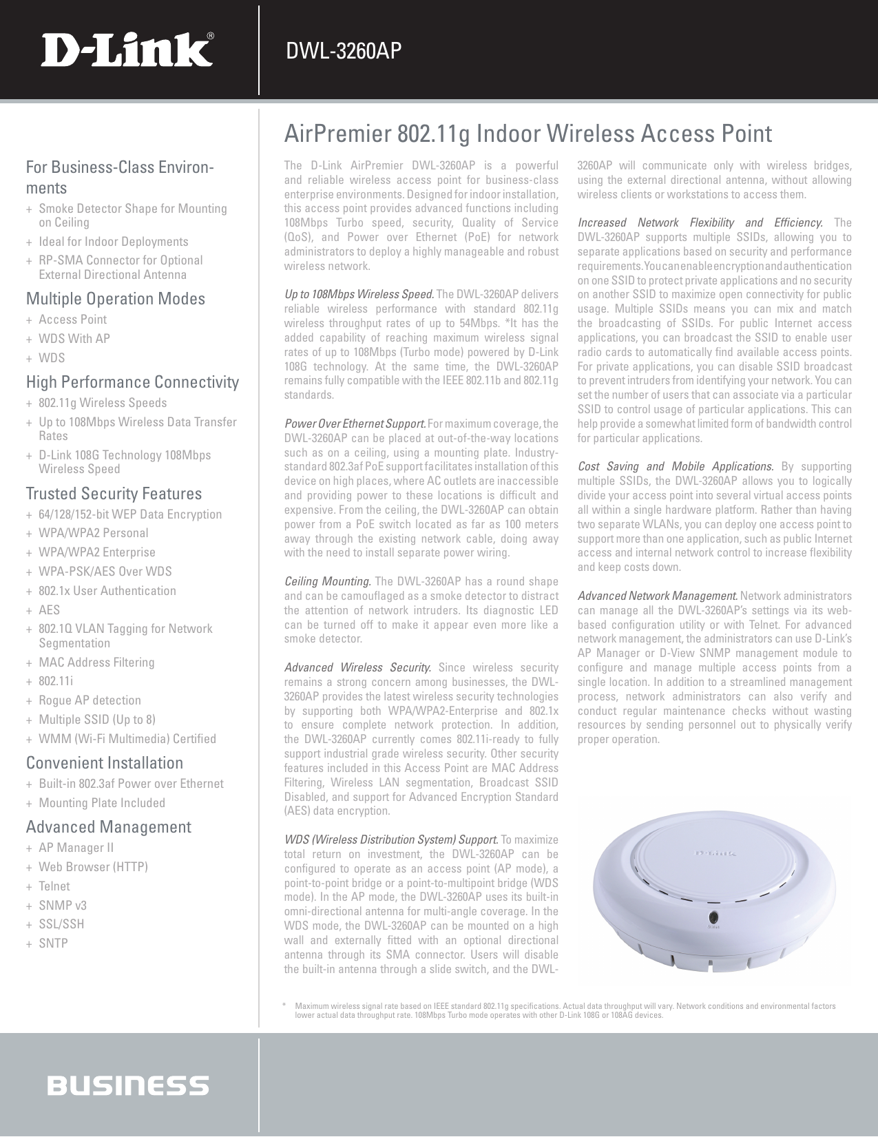 Airpremier 802 11g Indoor Wireless Access Point D Link