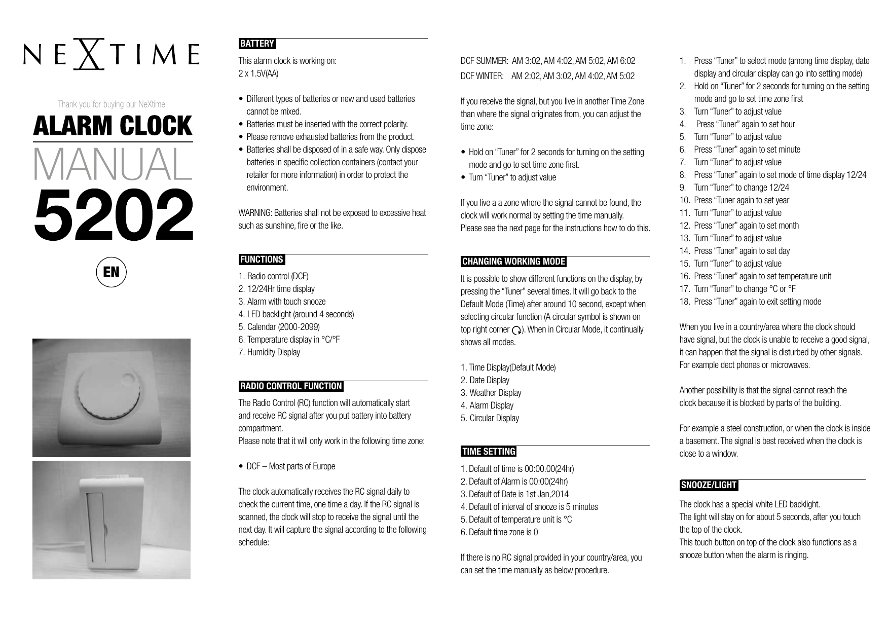 This Alarm Clock Is Working On 2 X 1 5v Different Types Of Manualzz