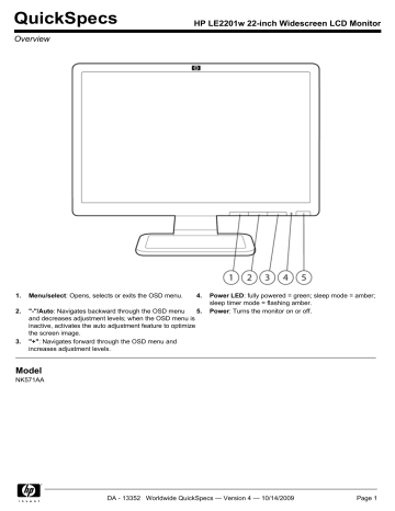 HP LE2201w 22-inch Widescreen LCD 