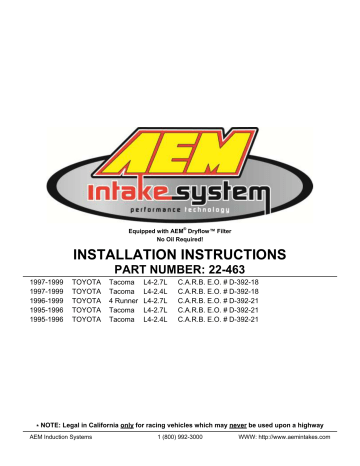 Exhaust Manifold & Gasket Kit for 1995 1996 1997-1999 Toyota Tacoma L4 2.4L Exhaust Manifold & Gasket Kit for 1995 1996 1997-1999 Toyota Tacoma L4 2.4L