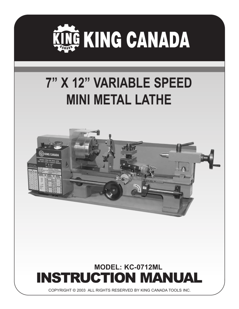 King Canada KC0712ML User manual Manualzz