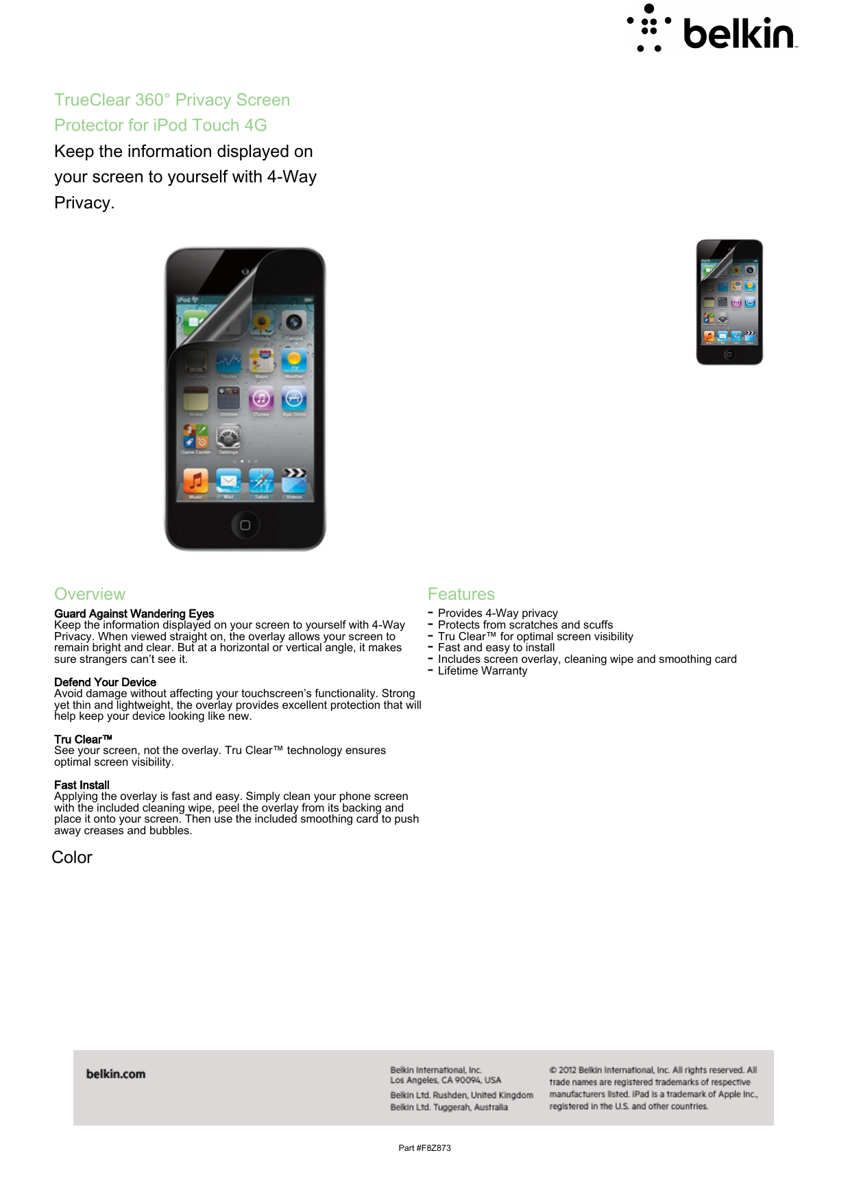 Color Trueclear 360 Privacy Screen Protector For Ipod Manualzz