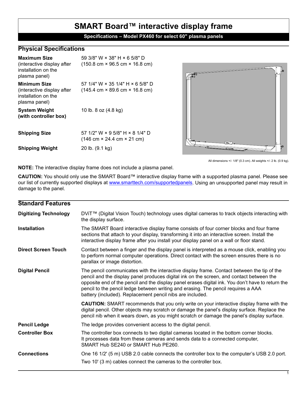 Smart Board 400 Series Interactive Display Frame