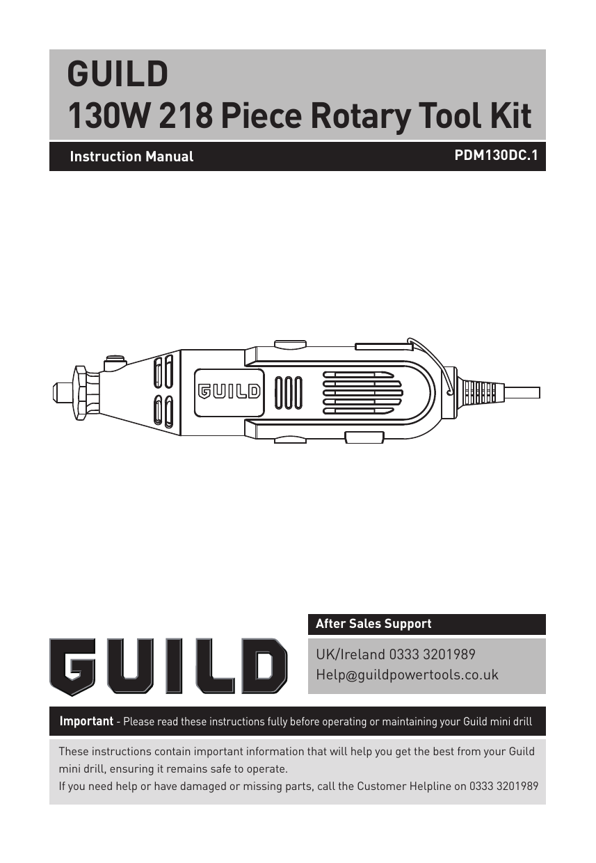 GUILD 130W 218 Piece Rotary Tool Kit Manualzz