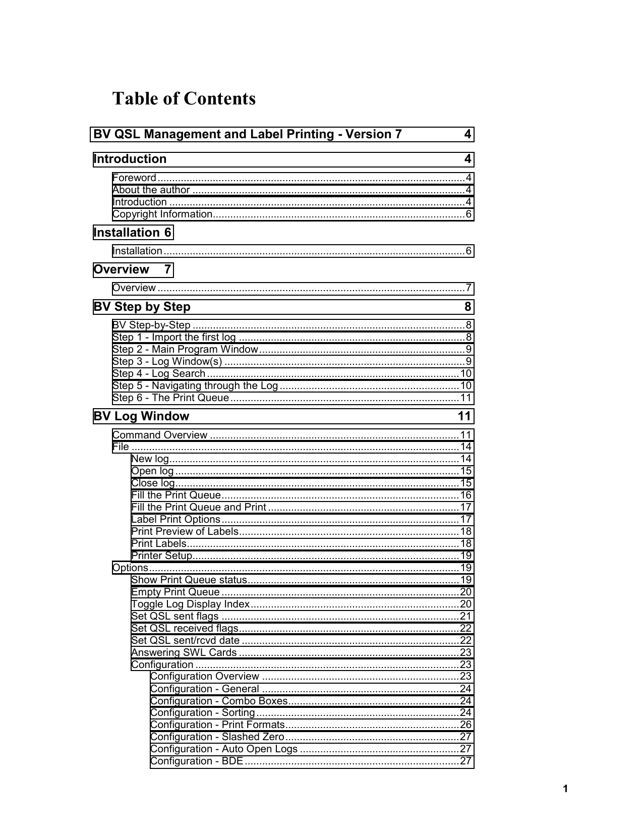 BV QSL Management and Label Printing | Manualzz