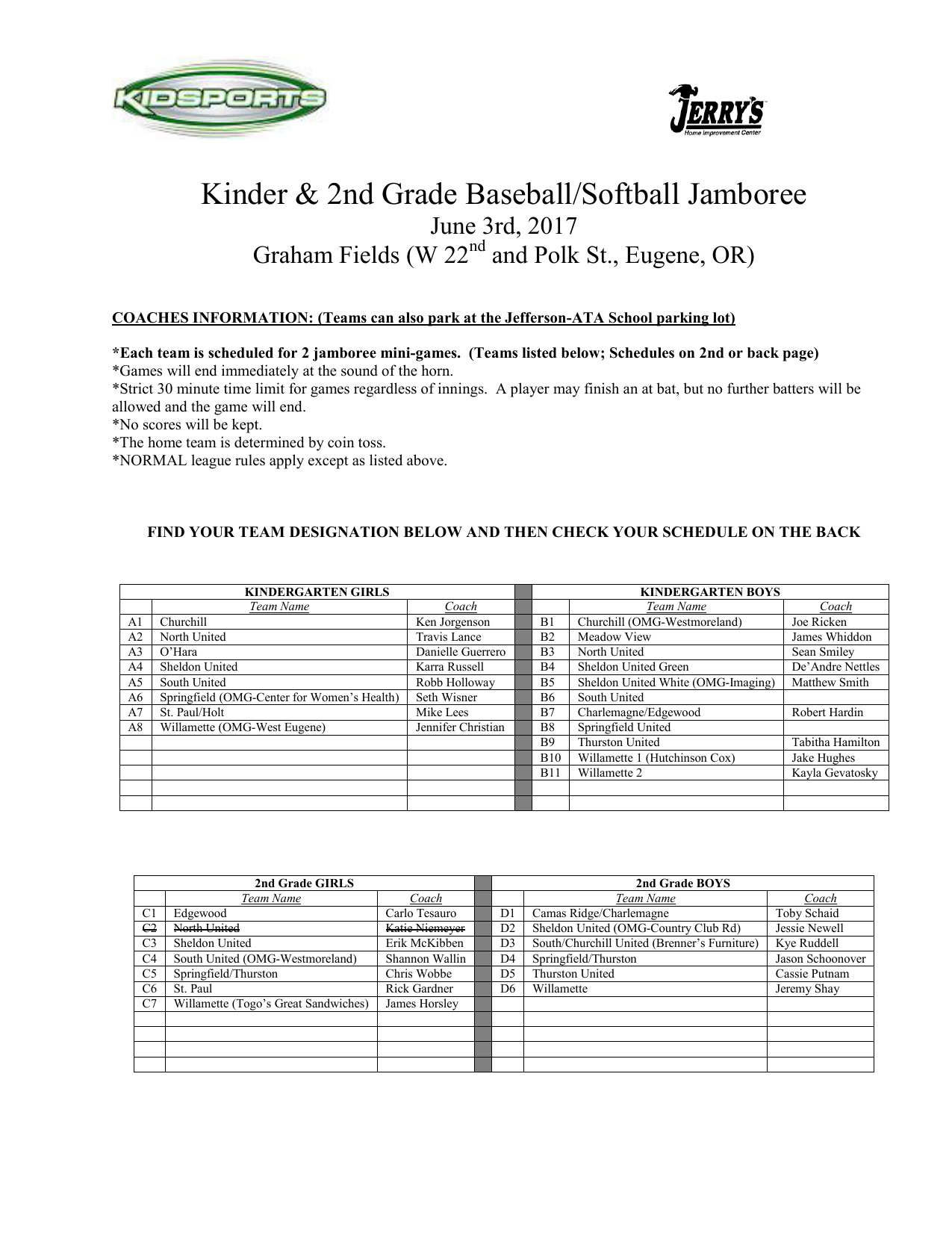 Kinder And 2nd Grade Baseball Softball Jamboree Manualzz