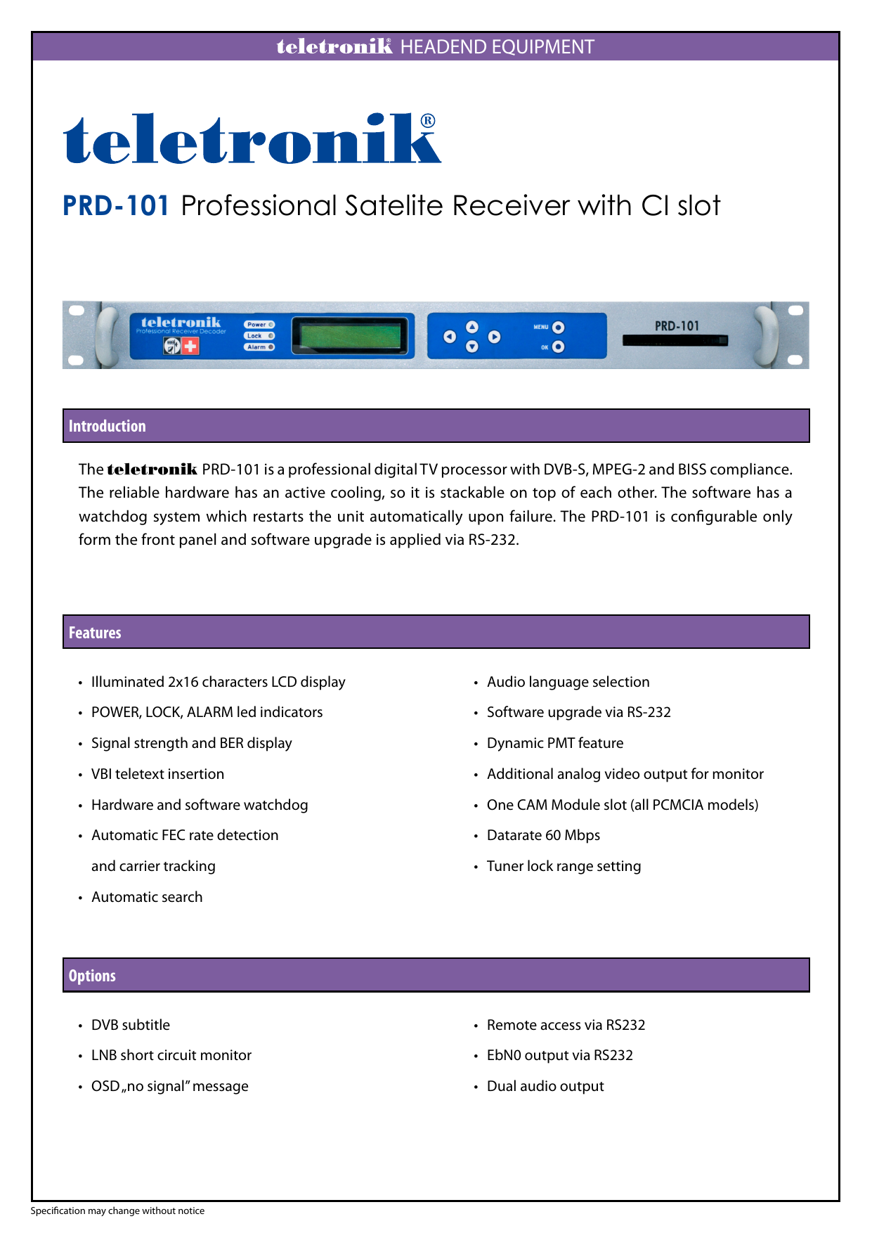 Prd 101 Professional Satelite Receiver With Ci Slot Manualzz