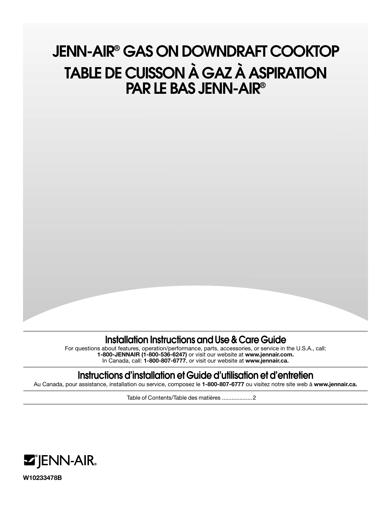 JennAir W10555863A Installation Instructions And Use And Care Manual