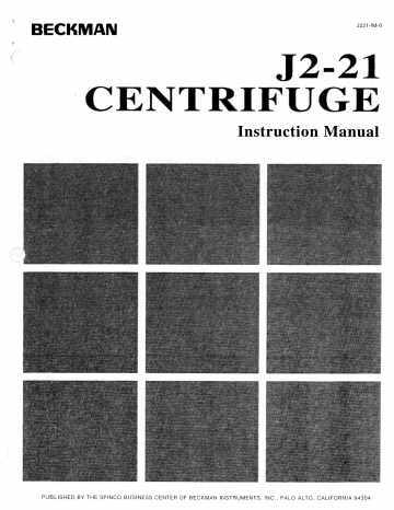 Beckman J2-21 Centrifuge | Manualzz