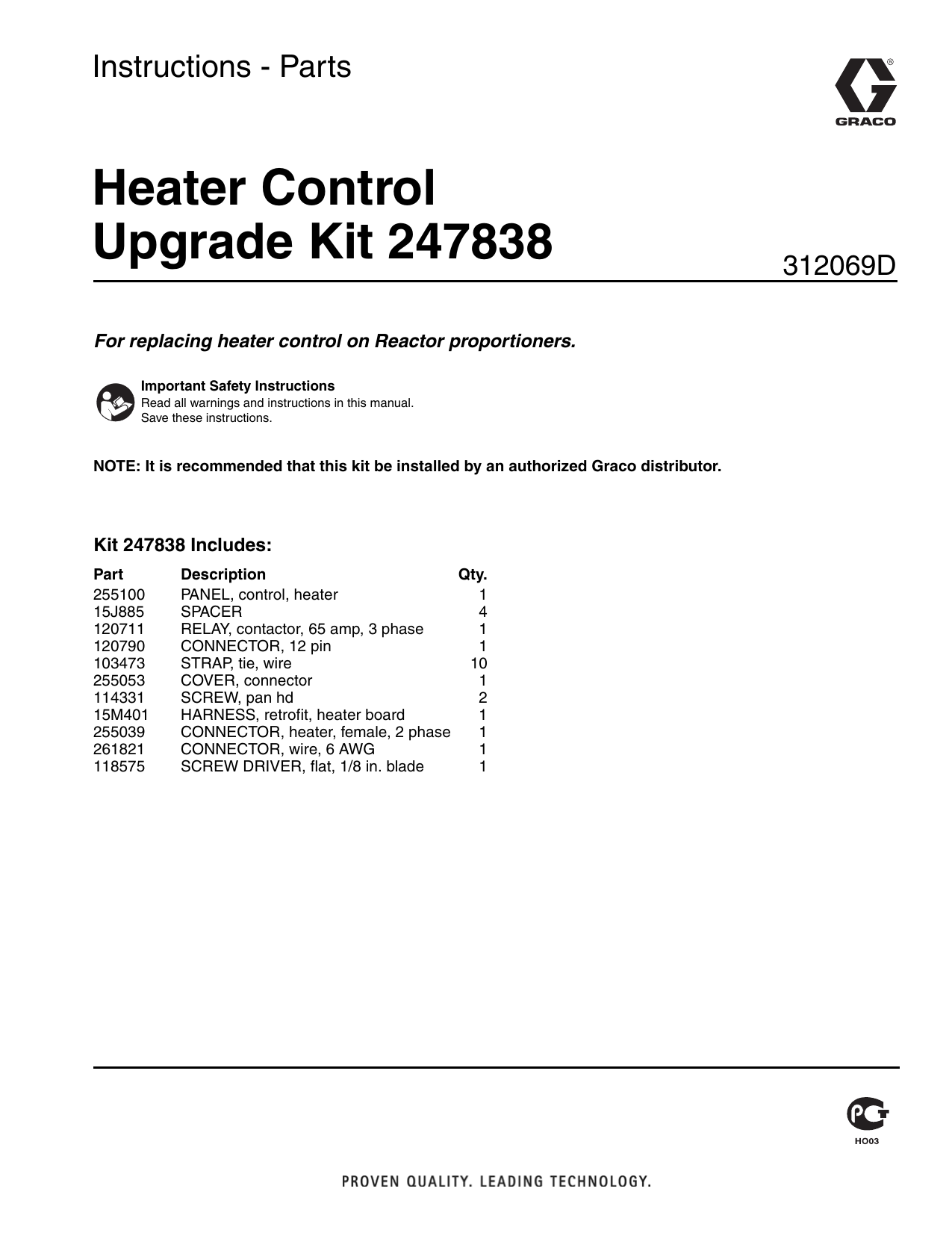 Graco 312069D Heater Control Upgrade Kit 247838 Instructions Manualzz