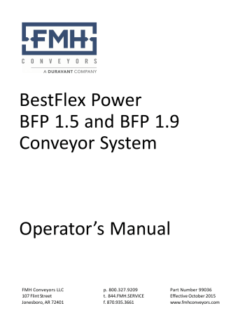 BestFlex Power BFP 1.5 and BFP 1.9 Conveyor System Operator`s | Manualzz