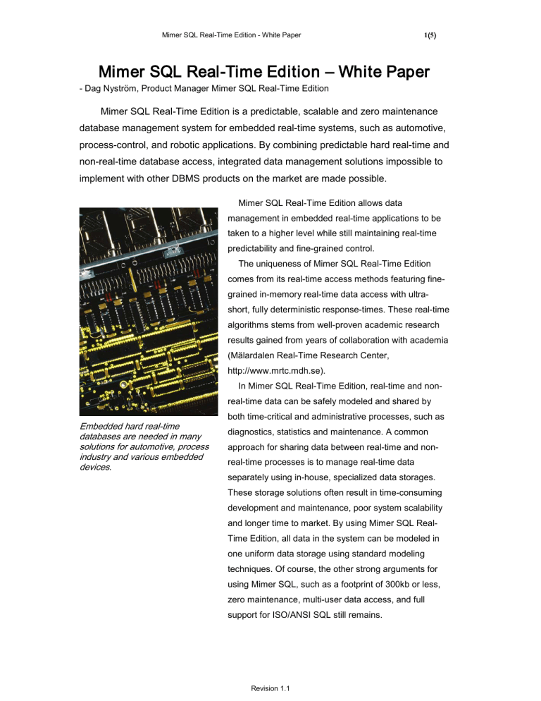 Mimer Sql Real Time Edition White Paper Manualzz