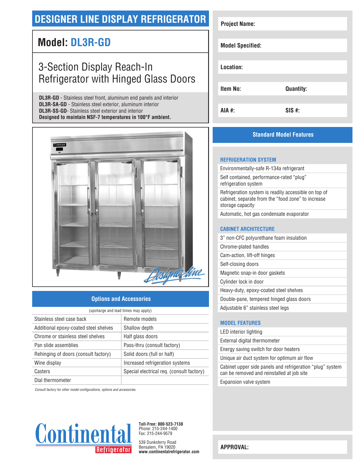 Continental Refrigerator DL3RGD Specification Manualzz