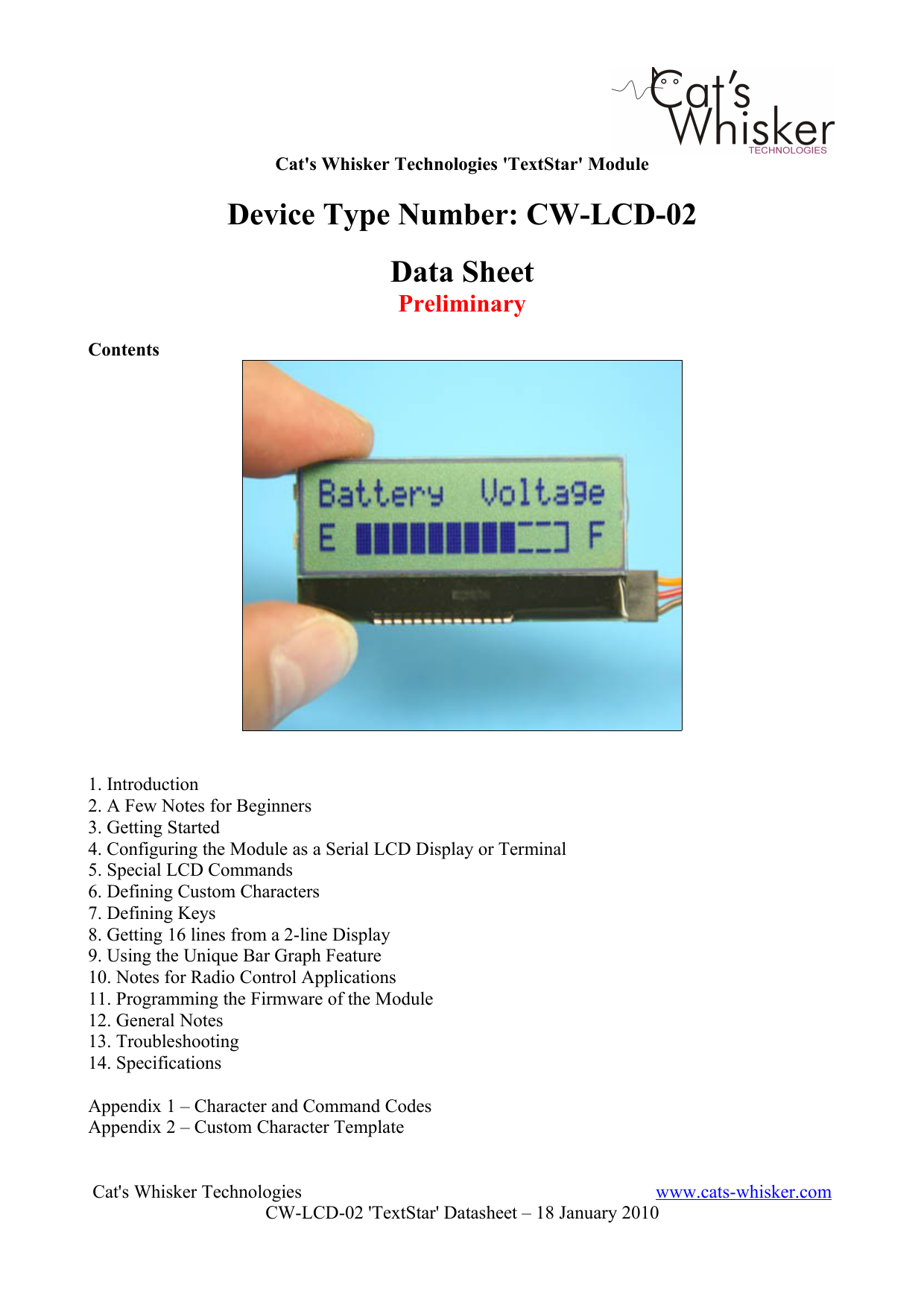 Command Codes For The Cw Lcd 01 And Cw Lcd 02 Manualzz