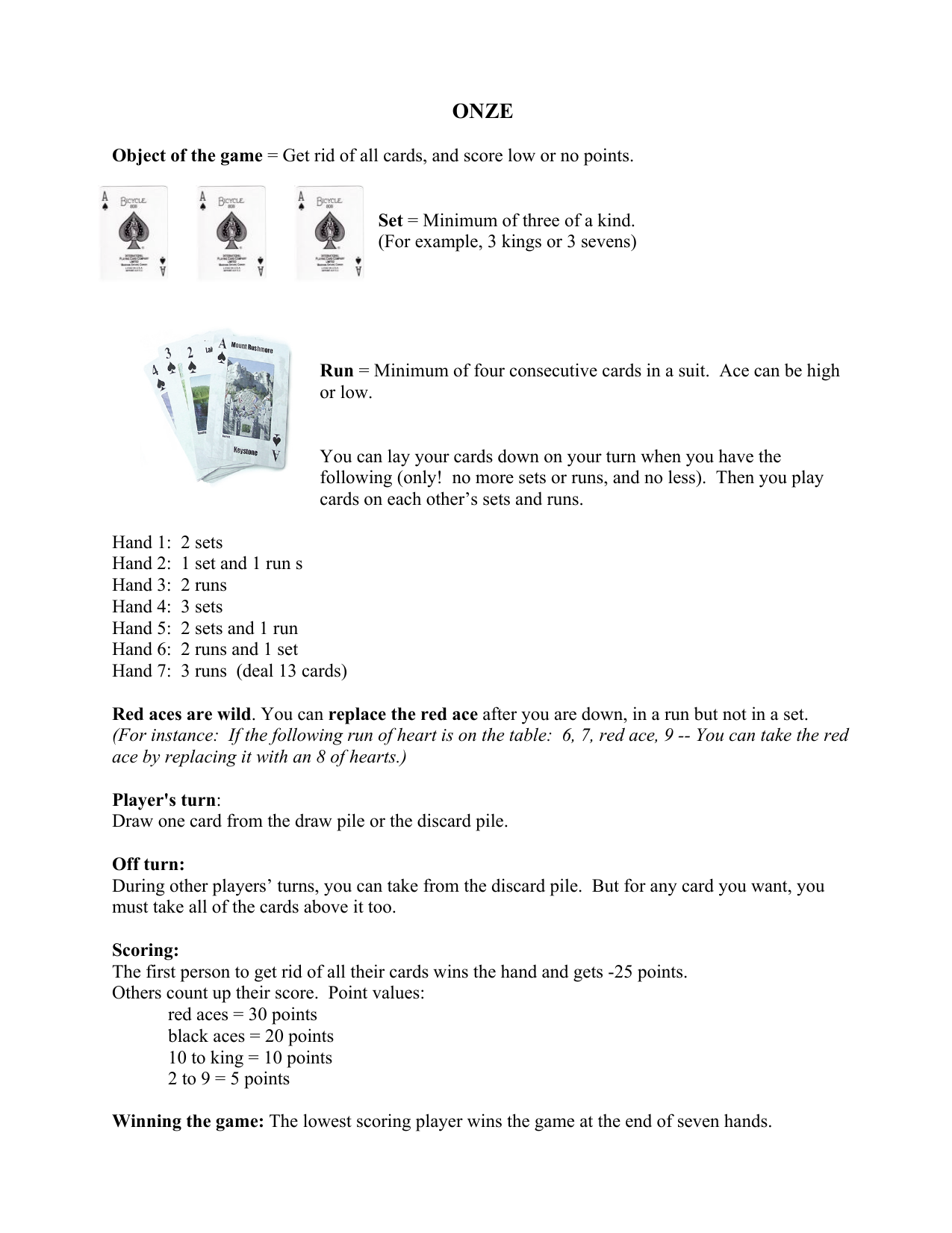 trips and runs card game rules