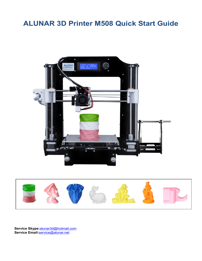 ALUNAR 3D Printer M508 Quick Start Guide | Manualzz