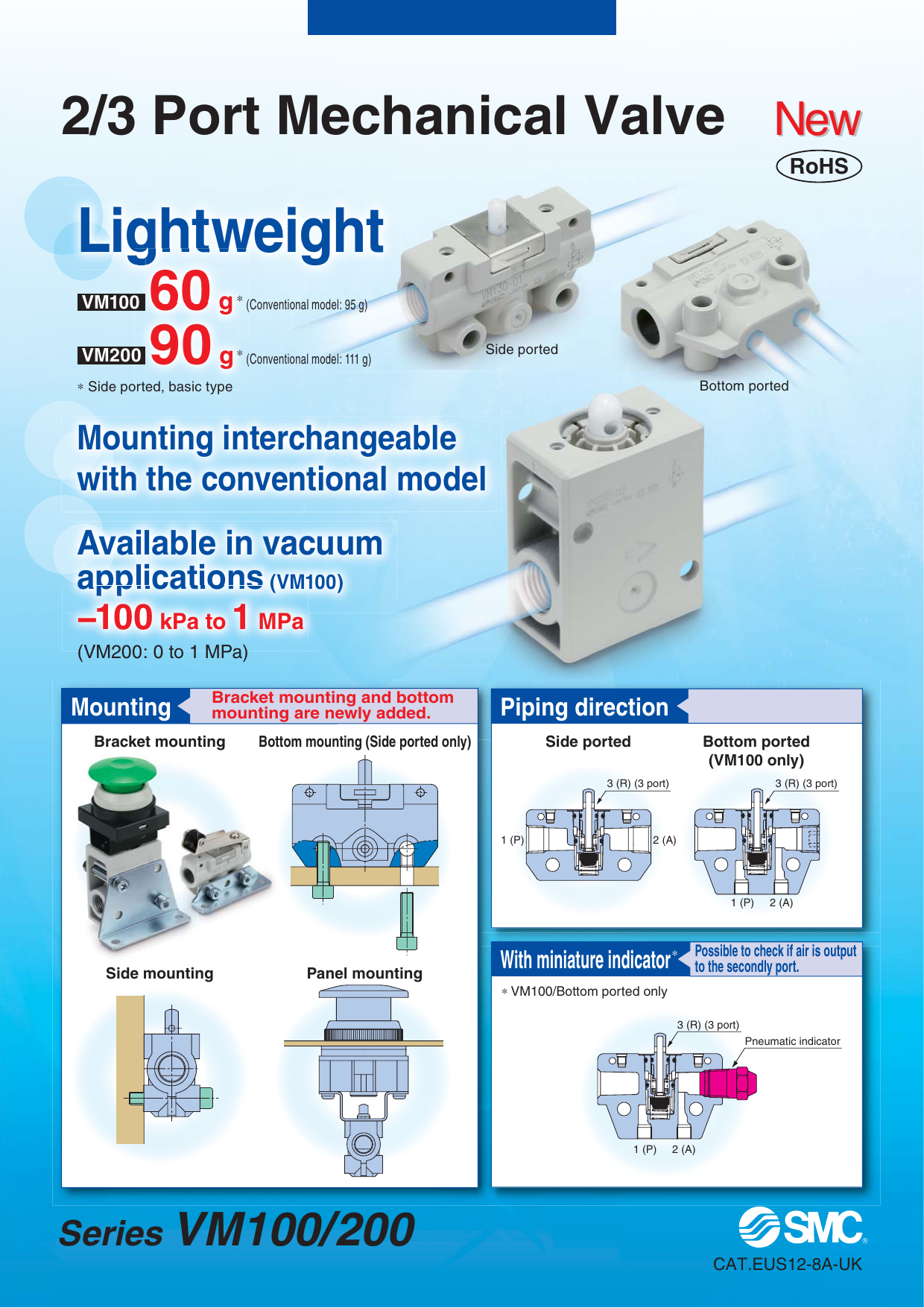 New SMC VM131-01-01SA Pneumatic Limit Switch New SMC VM131-01-01SA Pneumatic Limit Switch