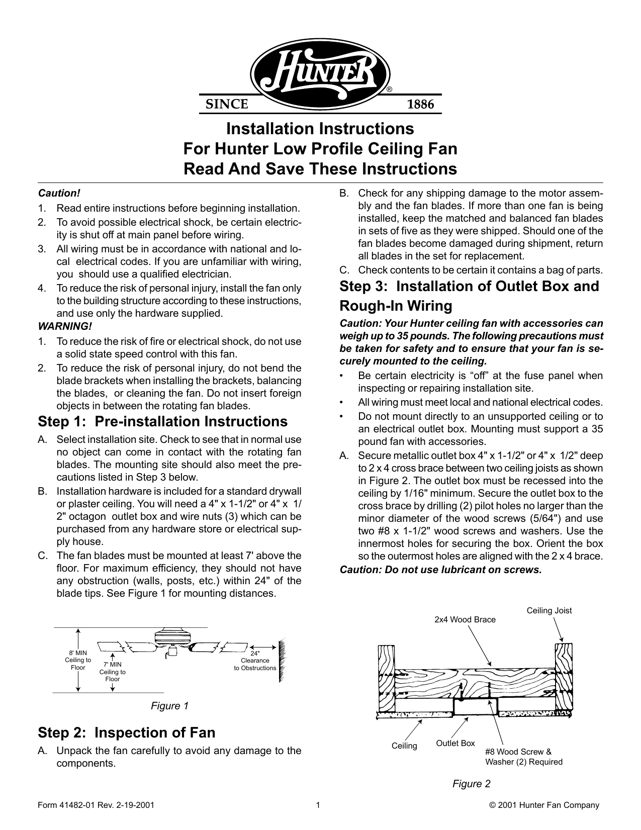 Installation Instructions For Hunter Low Profile Ceiling