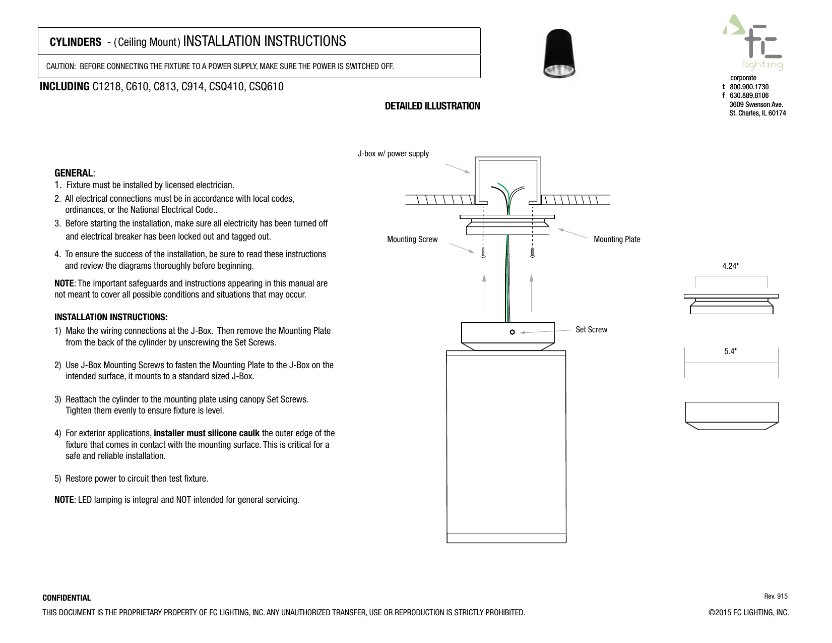 Cylinders Ceiling Mount Installation Manualzz Com
