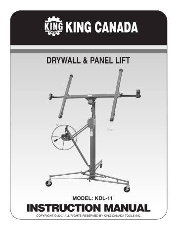 King Canada KDL-11 DRYWALL AND PANEL LIFT Instruction manual | Manualzz