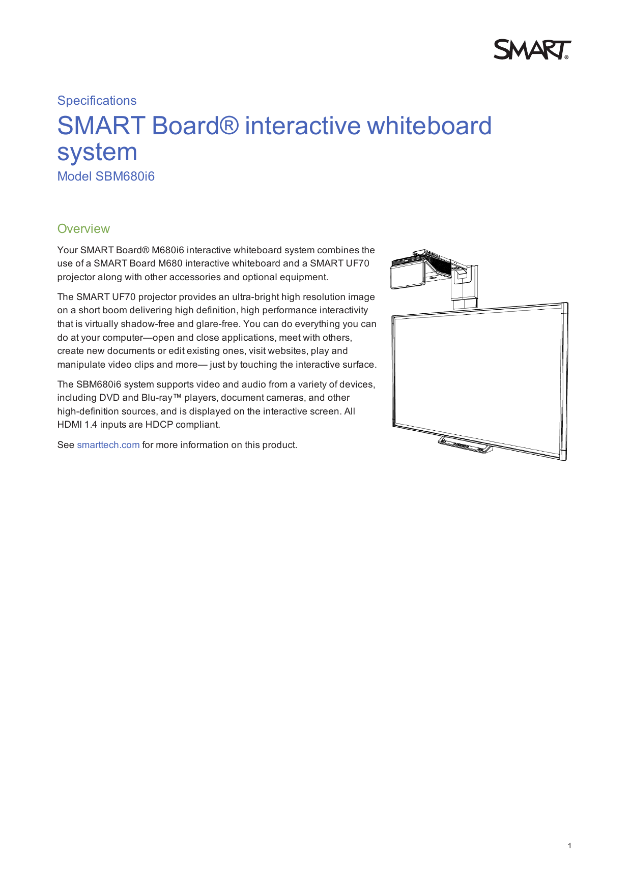SMART Board M680i6 interactive 