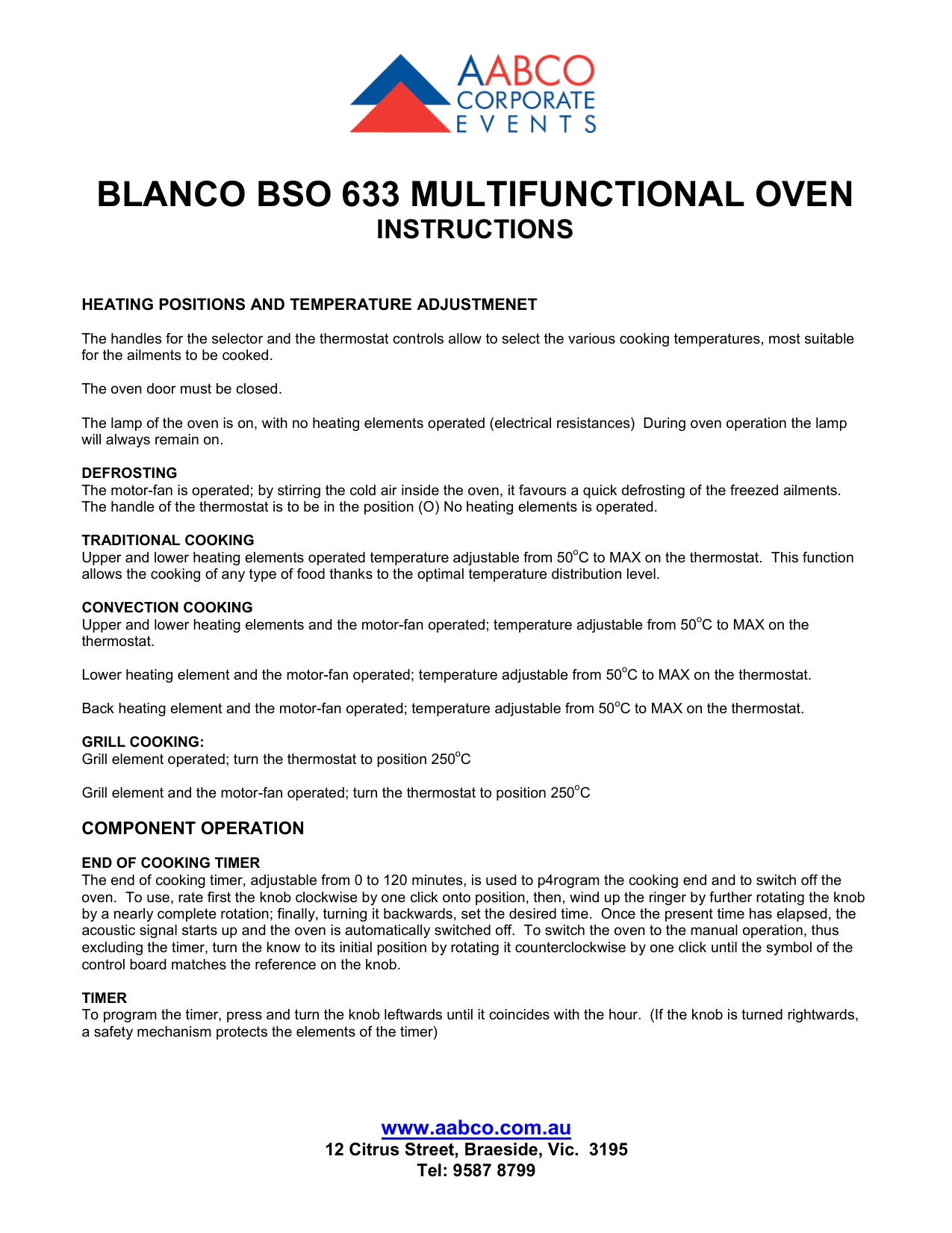 BLANCO BSO 633 MULTIFUNCTIONAL OVEN Manualzz