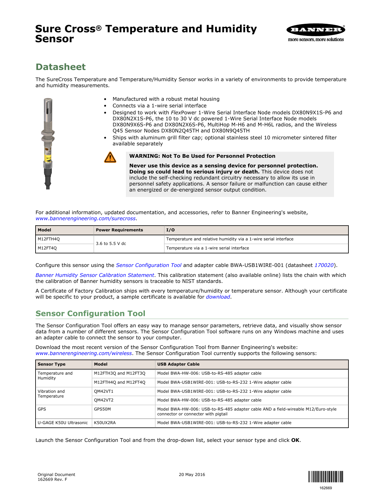 Sure Cross Temperature And Humidity Sensor Manualzz