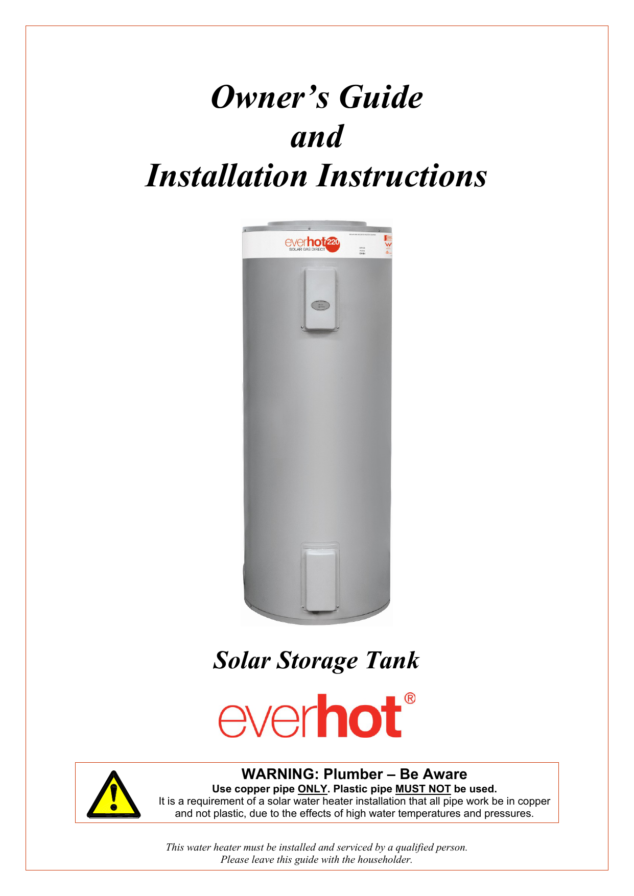 EverHot 211220 Owner's Manual and Installation Instructions Manualzz