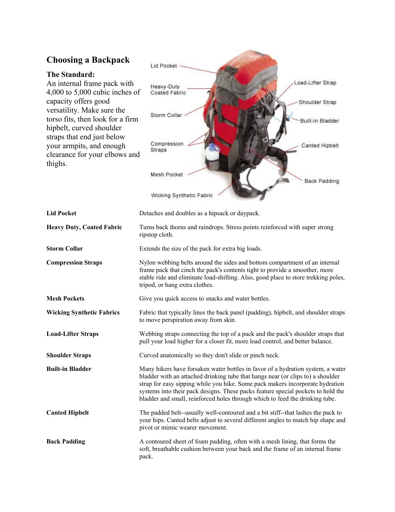 internal frame backpack clearance
