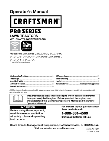 Craftsman 7800 best sale pro series manual