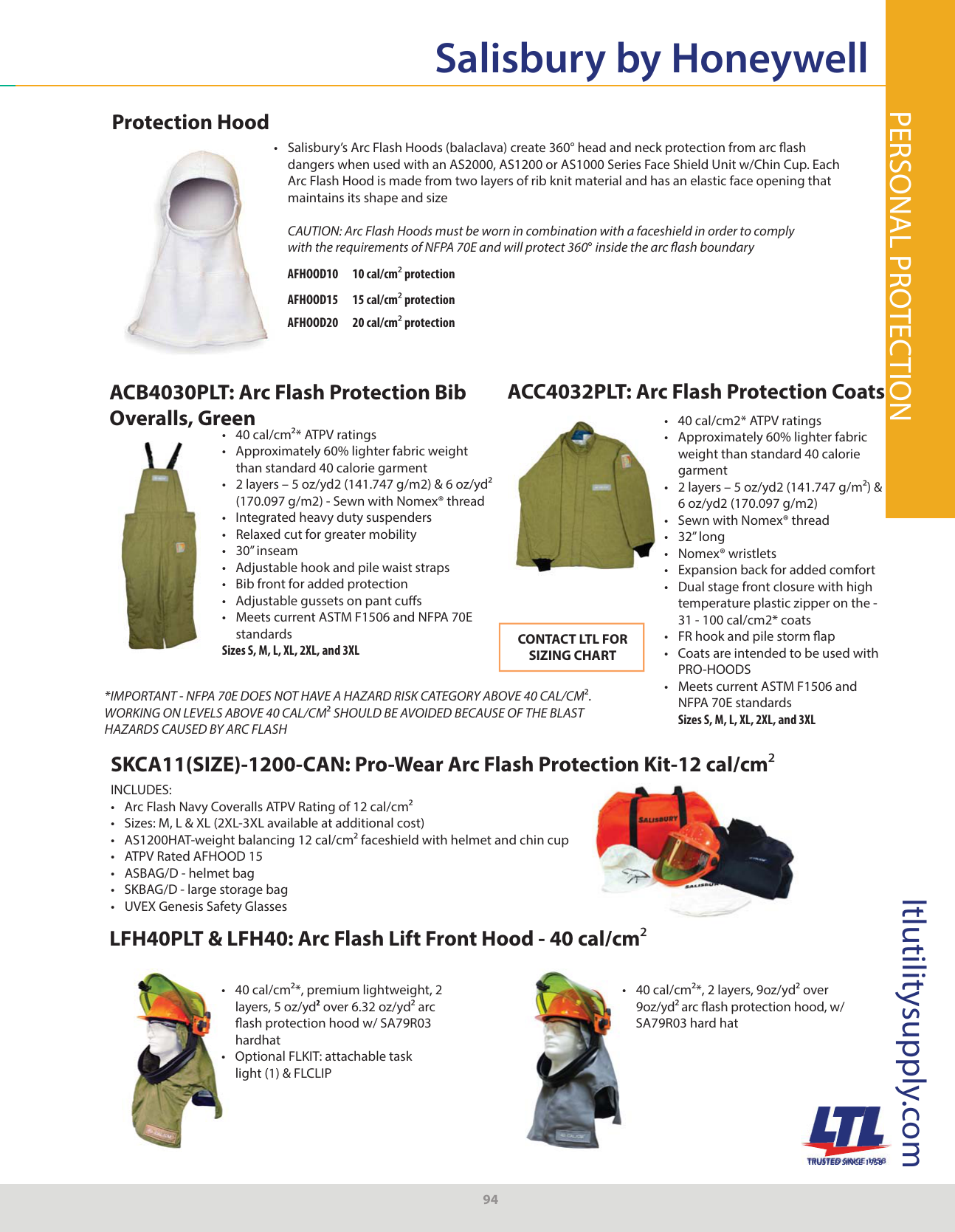 Salisbury Arc Flash Suit Sizing Chart