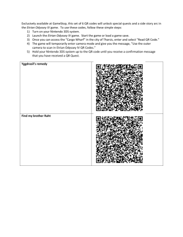 Exclusively Available At Gamestop This Set Of 6 Qr Codes Will Manualzz
