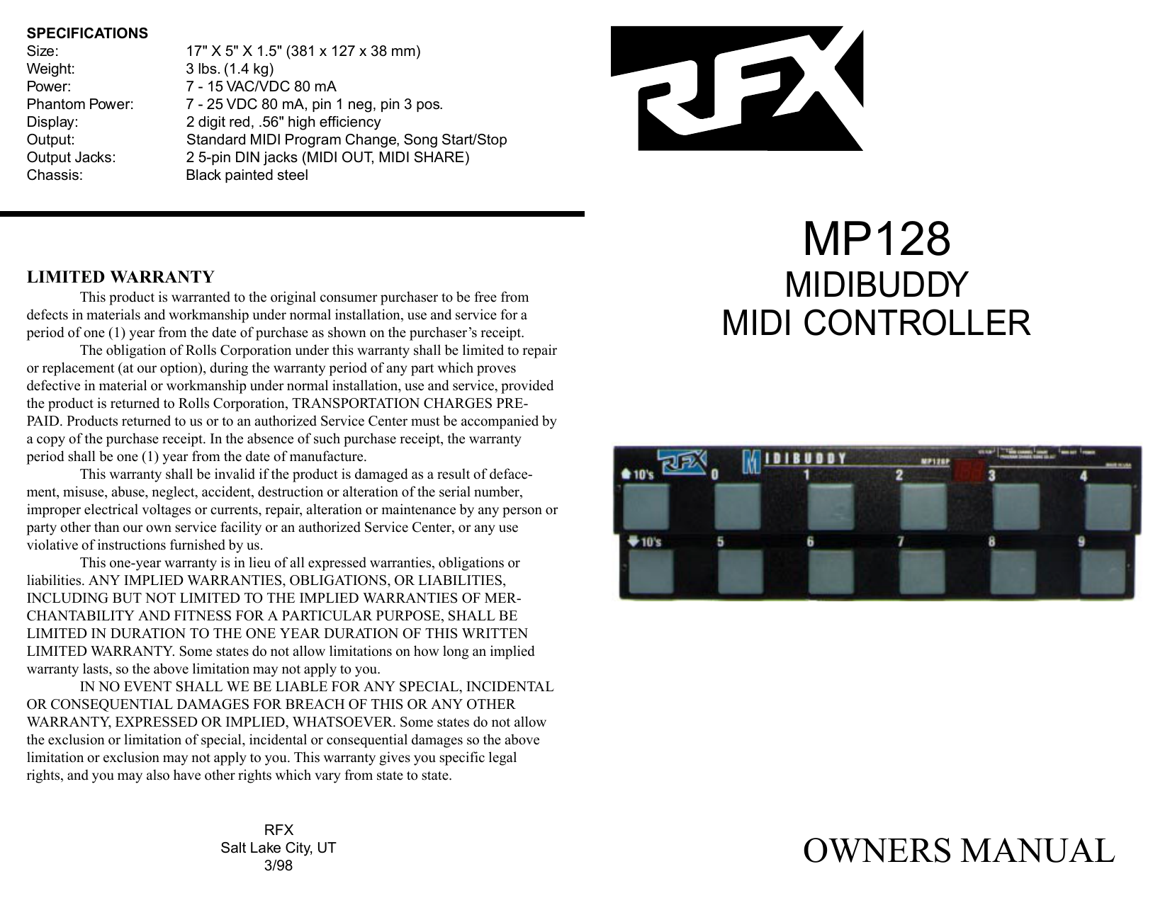 midibuddy midi controller owners manual Manualzz