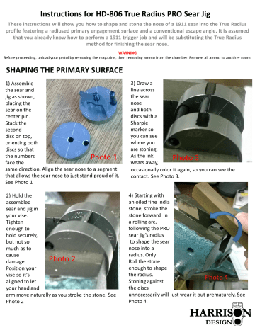 Harrison Design & Consulting, LLC. HD-806 True Radius PRO sear stoning jig