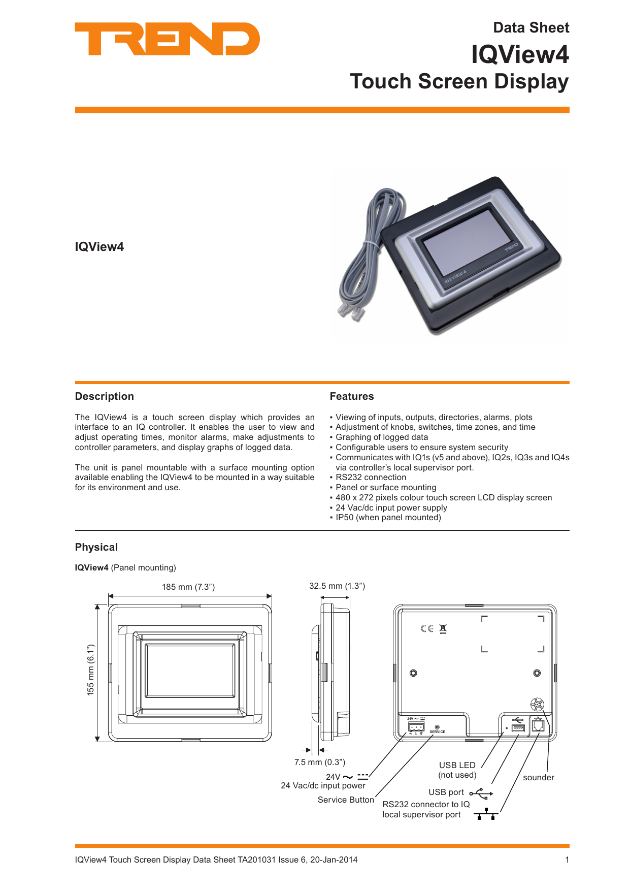 Iqview4 Touch Screen Display Data Sheet Manualzz