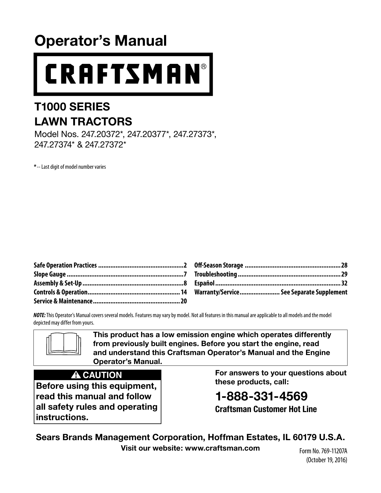 Craftsman 247273730 Lawn Tractor Owner's Manual Manualzz