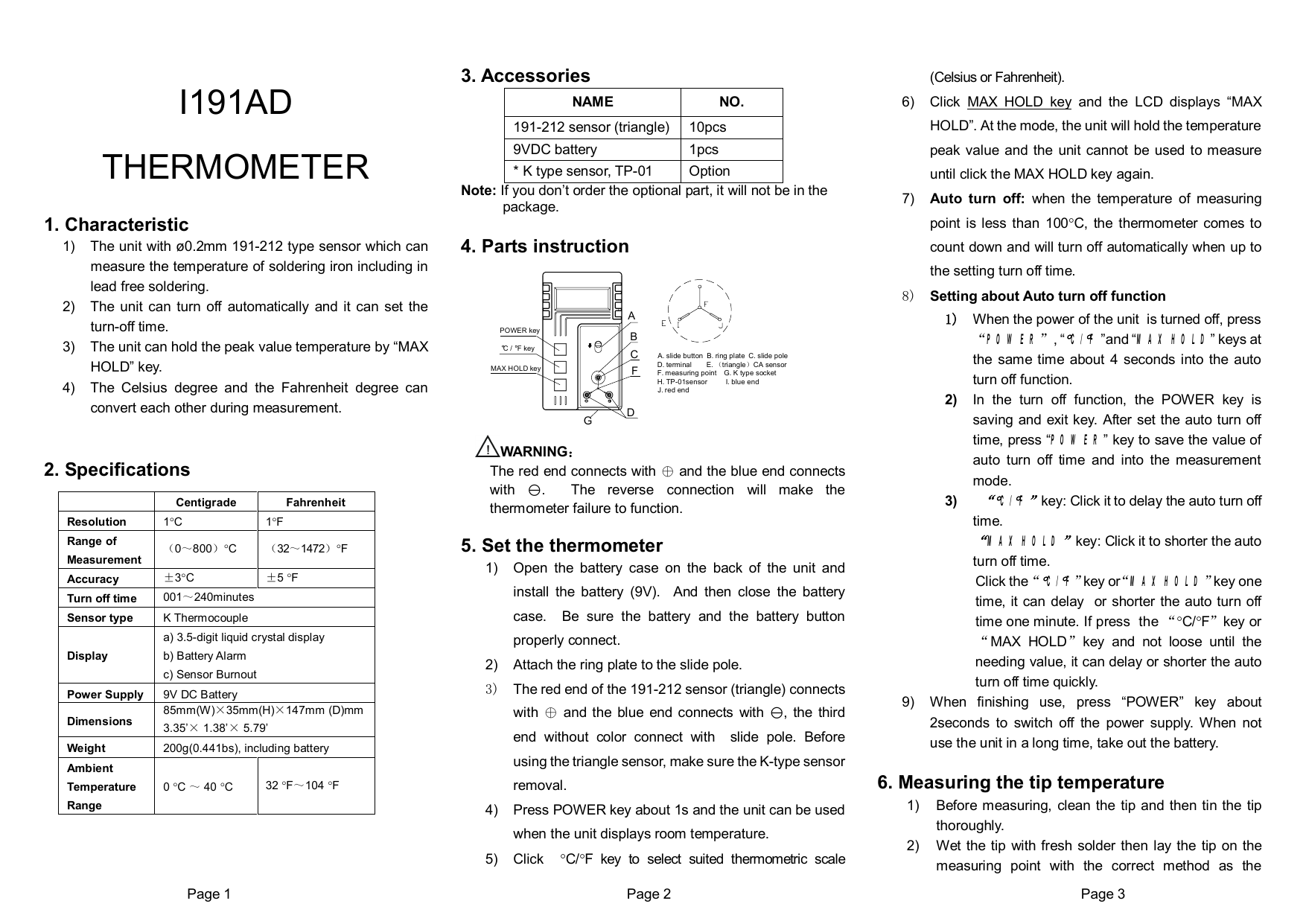 I191ad Thermometer Manualzz