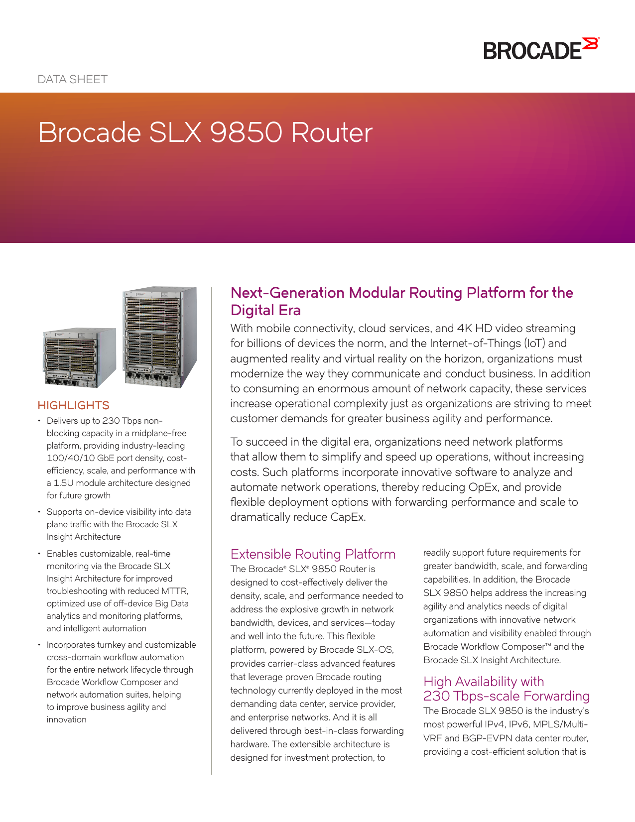 Brocade Slx 9850 Router Data Sheet Manualzz